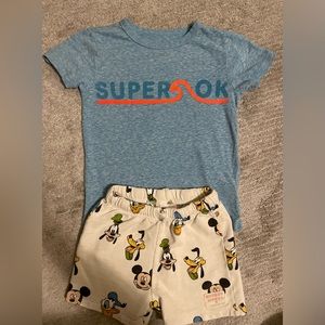 Tee & Mickey shorts size 4/5t.